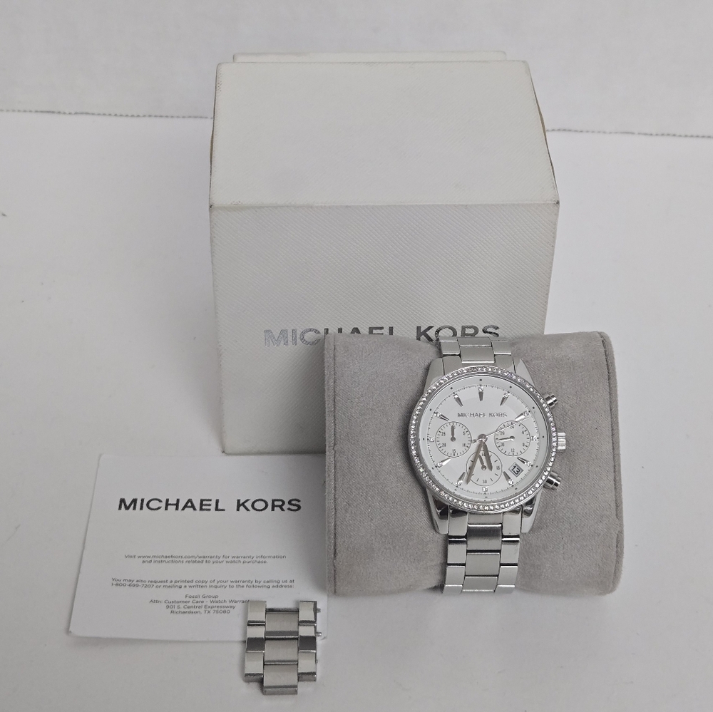 Michael Kors MK6428 Ritz Chronograph Stainless Steel Watch - Picture 1 of 16